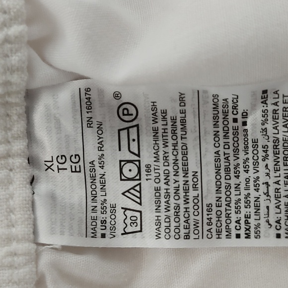 New Linen Blend High Waist Off-White Pull On Shorts Pockets 4.5" Inseam XL - Picture 7 of 7